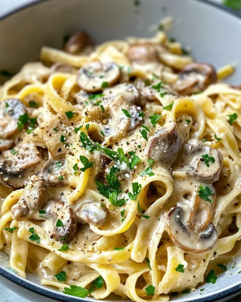 Homemade Comforting Creamy Mushroom Stroganoff Pasta food shot