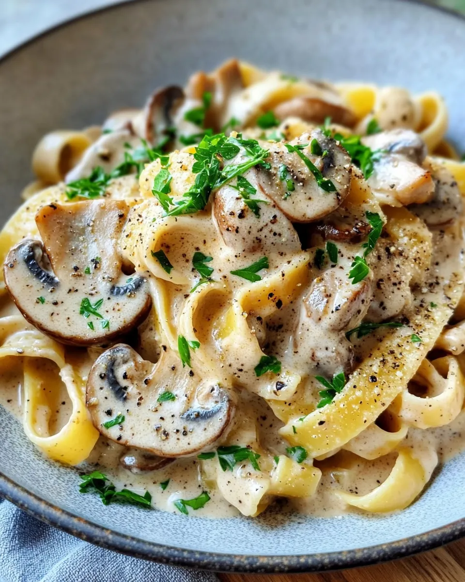 Easy Comforting Creamy Mushroom Stroganoff Pasta dish photo