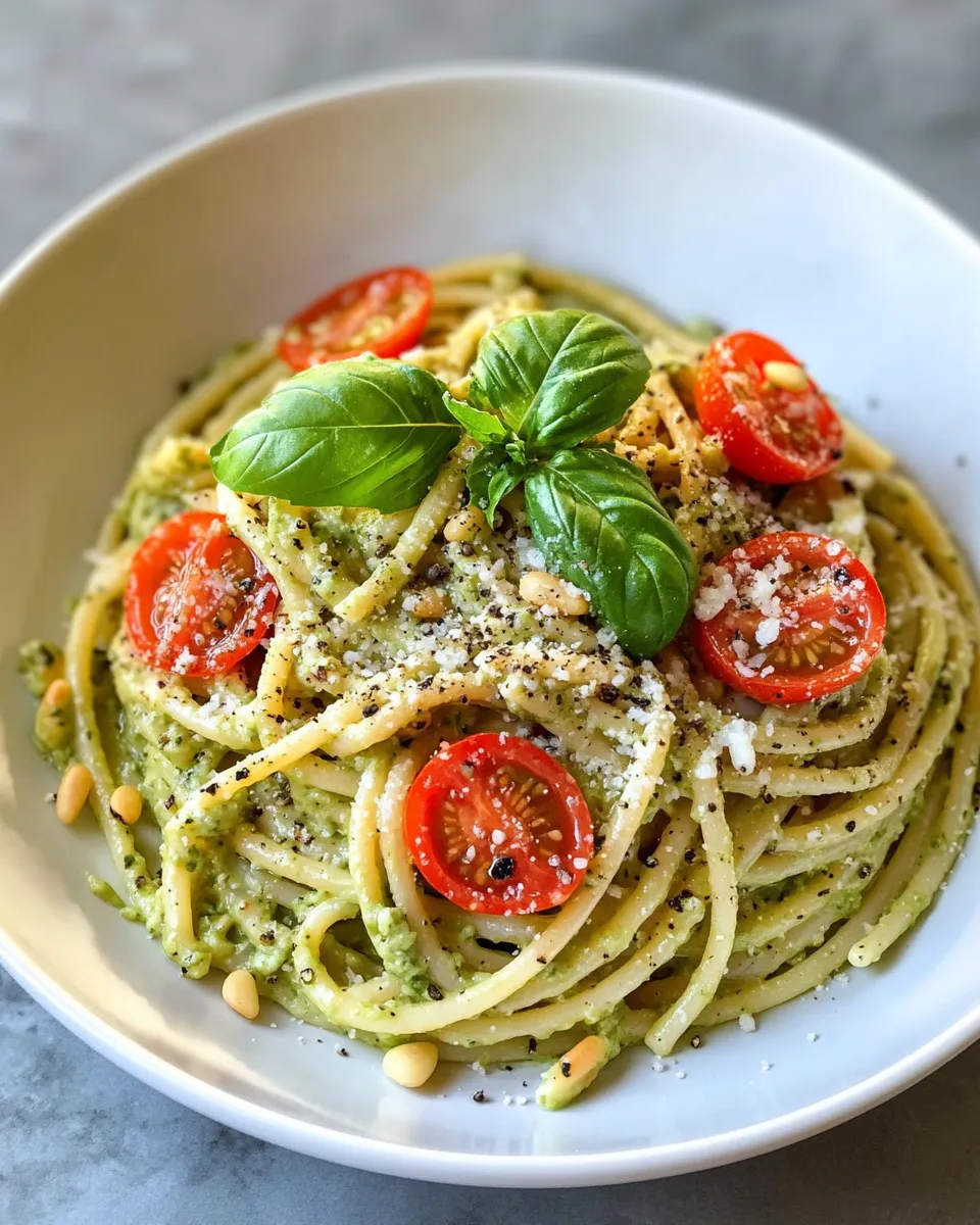Homemade Creamy Avocado Basil Pasta photo