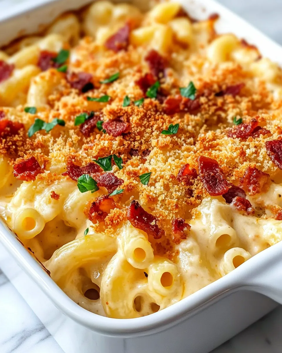Homemade Creamy Bacon Mac and Cheese Pasta photo