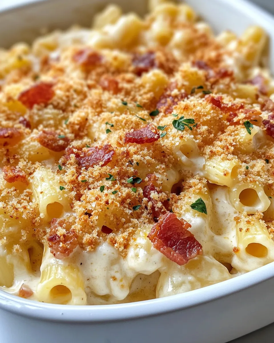 Delicious Creamy Bacon Mac and Cheese Pasta dish photo