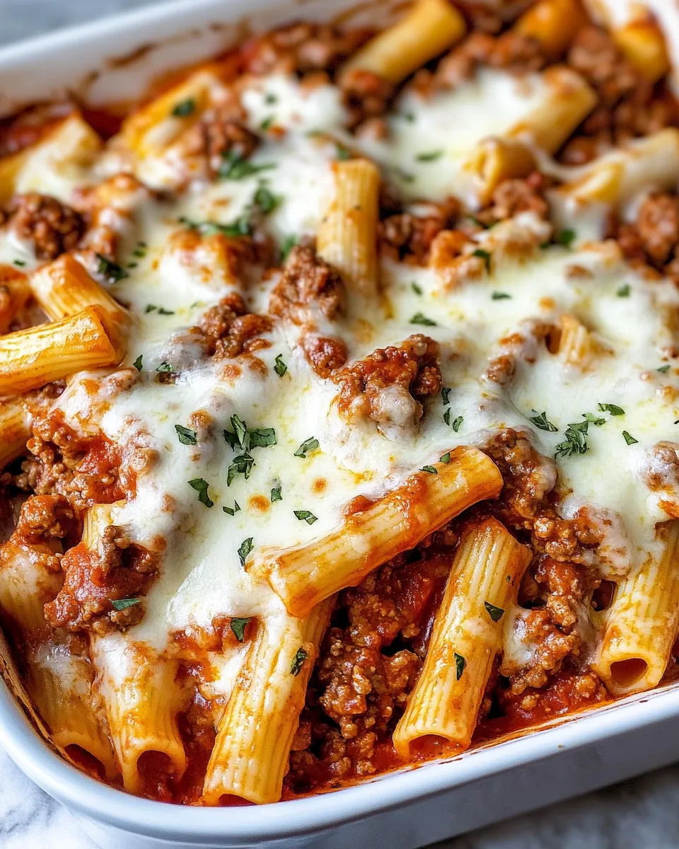 Classic Creamy Baked Ziti with Meat Sauce dish photo