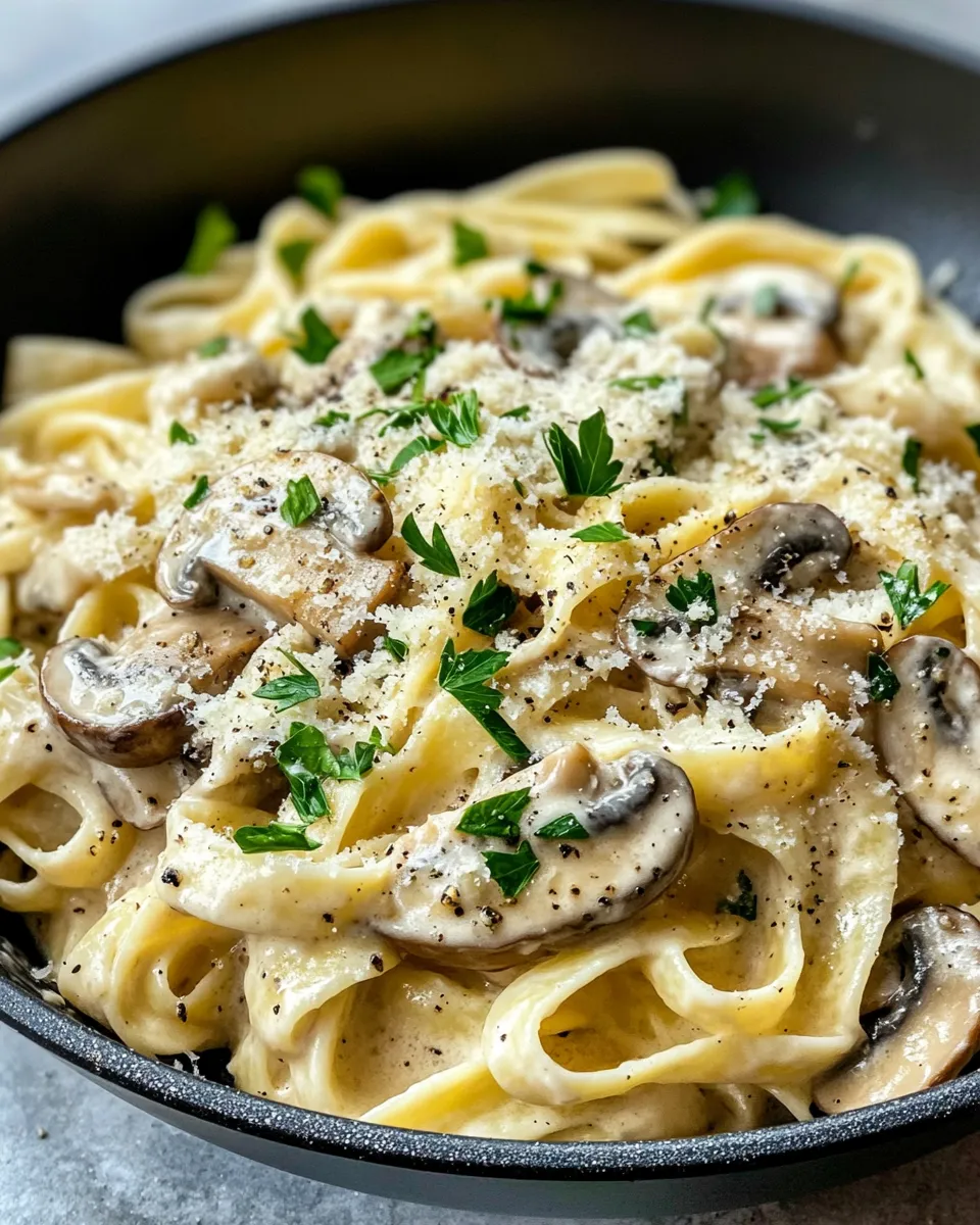 Easy Creamy Garlic Mushroom Pasta in 25 Minutes food shot