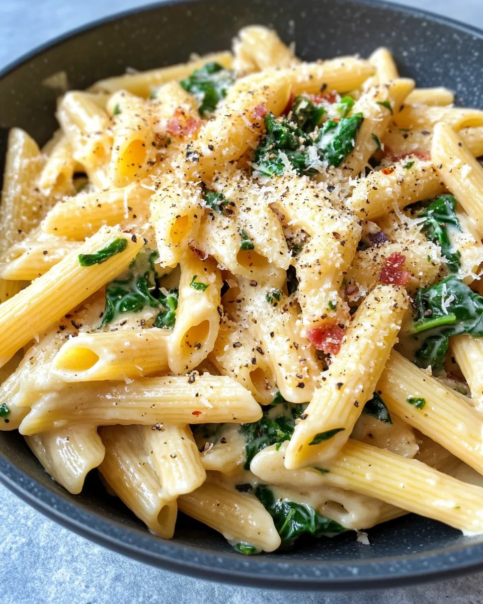 Homemade Creamy Garlic Spinach Penne in 20 Minutes recipe photo