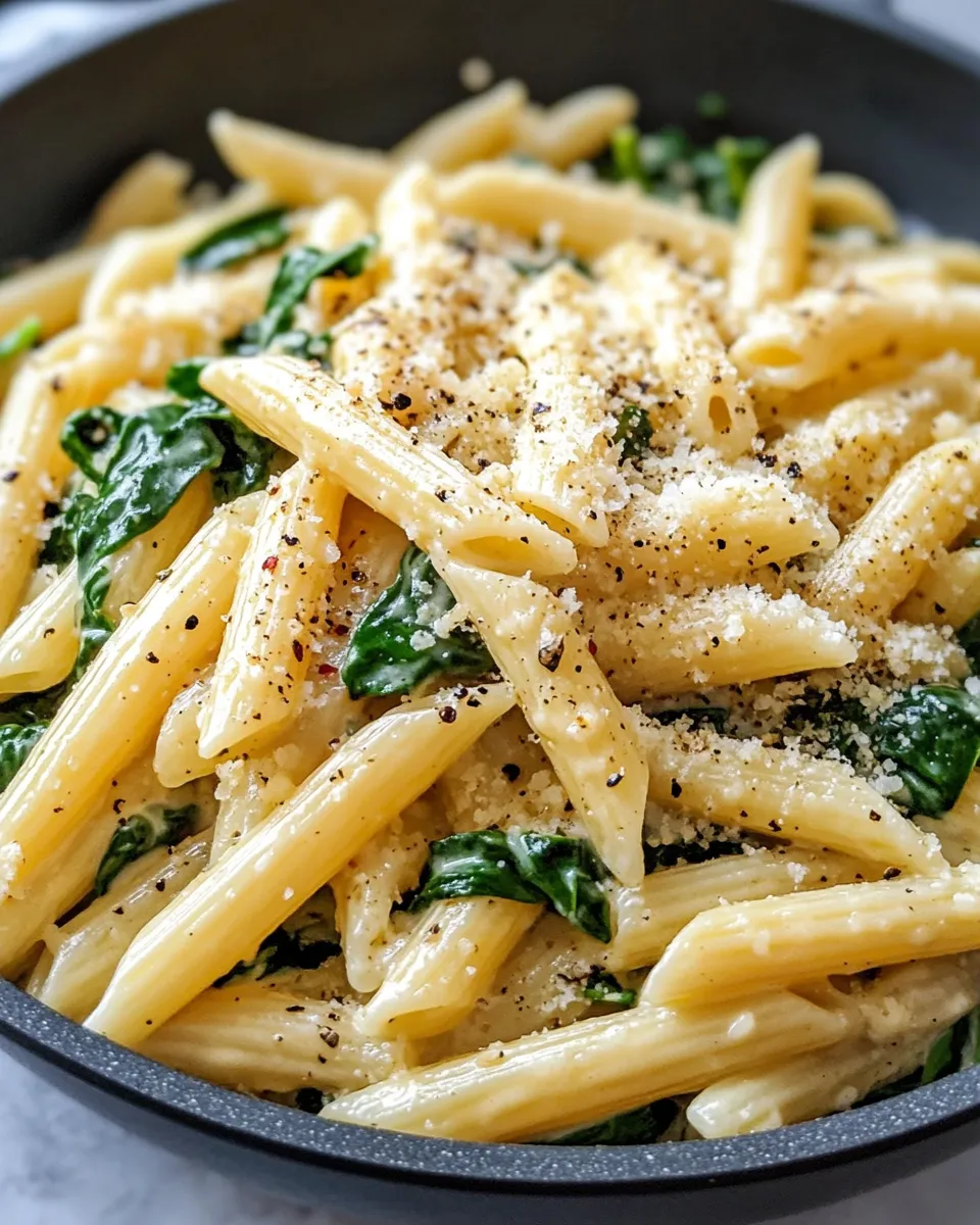 Classic Creamy Garlic Spinach Penne in 20 Minutes dish photo