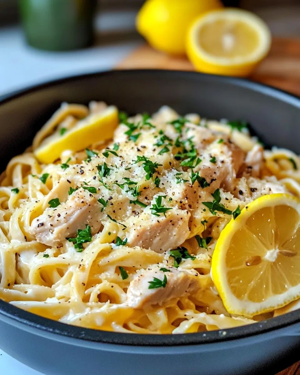 Easy Creamy Lemon Chicken One Pot Pasta food shot
