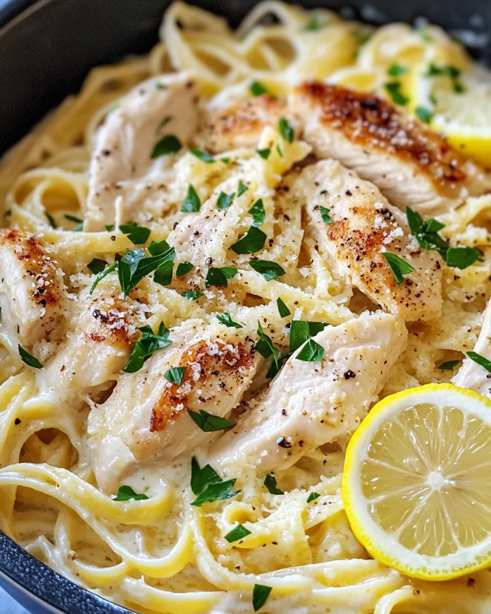 Delicious Creamy Lemon Chicken One Pot Pasta picture