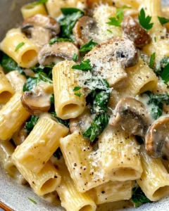 Homemade Creamy Mushroom and Spinach Rigatoni photo