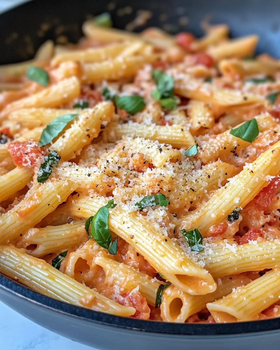 Homemade Creamy Parmesan Tomato Pasta Skillet photo