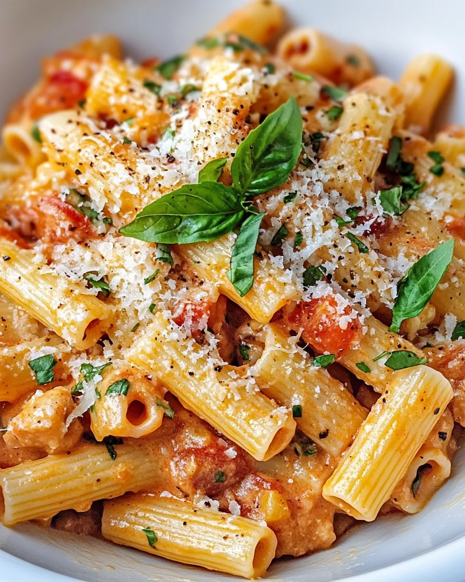Easy Creamy Parmesan Tomato Pasta Skillet dish photo