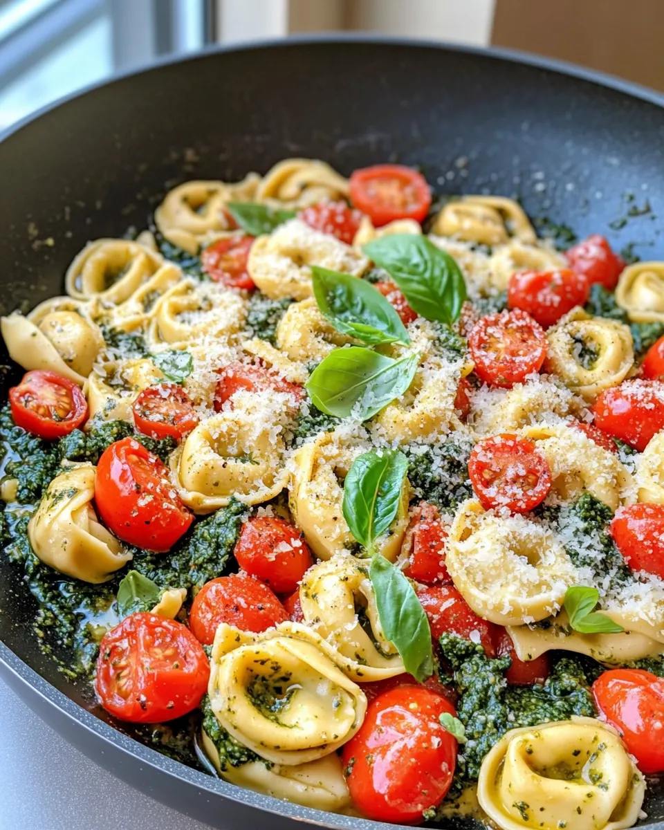 Easy Creamy Pesto Tortellini Skillet recipe image