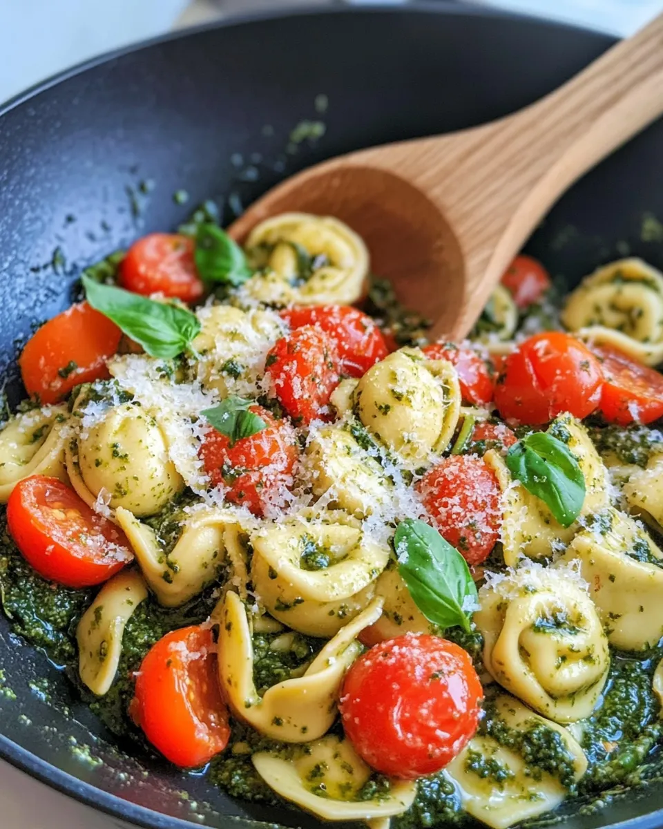 Delicious Creamy Pesto Tortellini Skillet dish photo
