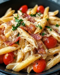 Homemade Creamy Ranch Bacon Penne Pasta photo