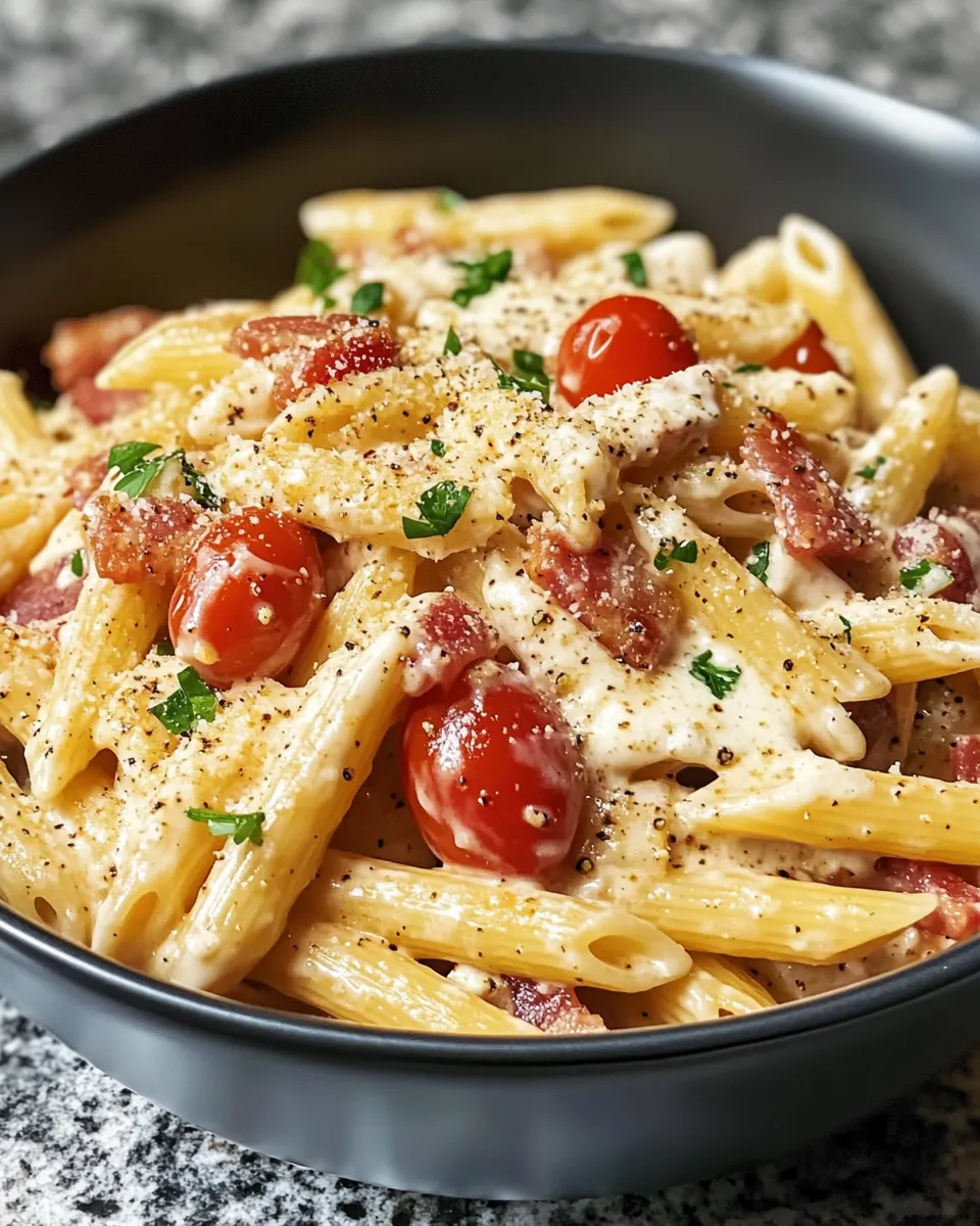 Easy Creamy Ranch Bacon Penne Pasta recipe photo