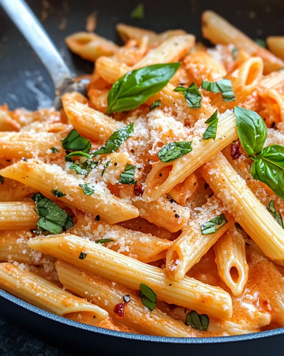 Delicious Creamy Roasted Red Pepper Penne plate image