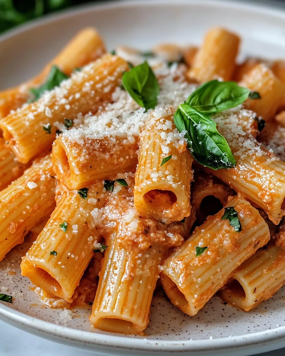 Homemade Creamy Roasted Red Pepper Rigatoni recipe photo