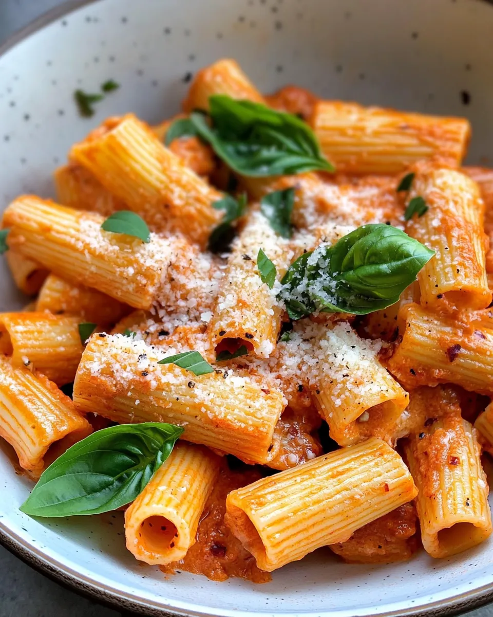Classic Creamy Roasted Red Pepper Rigatoni dish photo