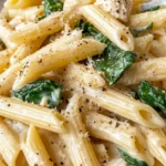 Homemade Creamy Spinach Alfredo Penne recipe photo