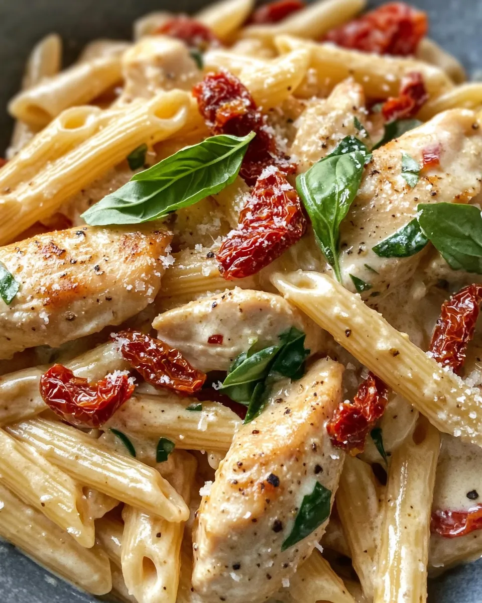 Delicious Creamy Sun-Dried Tomato Chicken Penne image