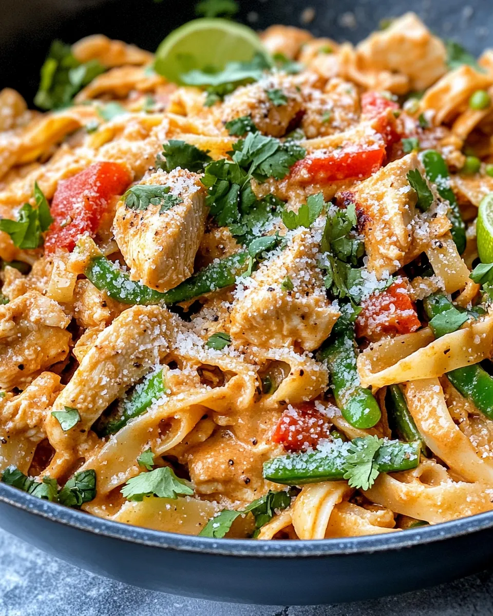 Easy Creamy Thai Coconut Curry Pasta food shot