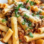 Homemade Creamy Tomato Basil Beef Pasta recipe photo
