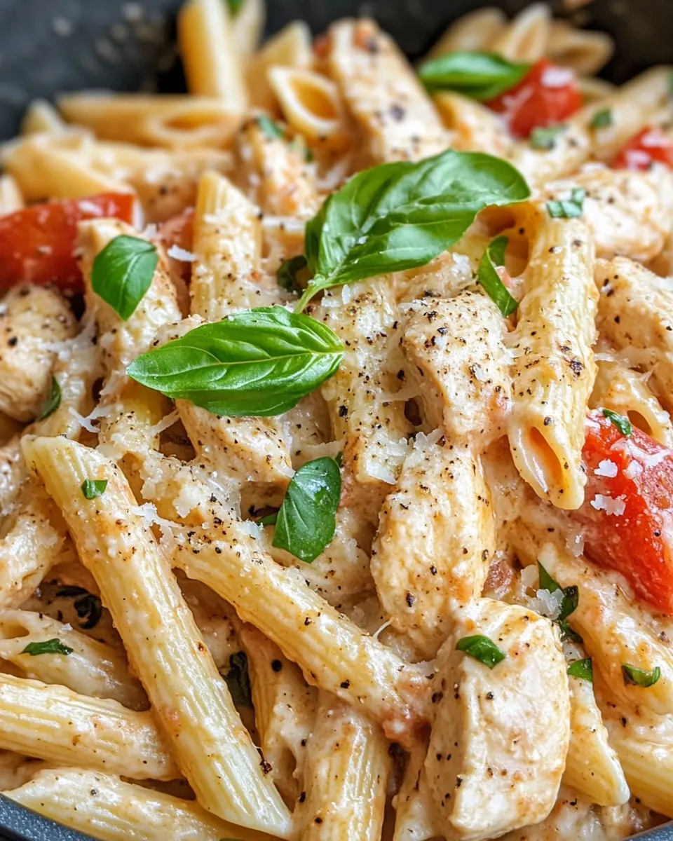 Delicious Creamy Tomato Basil Chicken Pasta dish photo