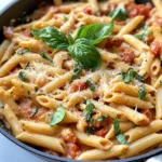 Homemade Creamy Tomato Basil Penne Skillet photo