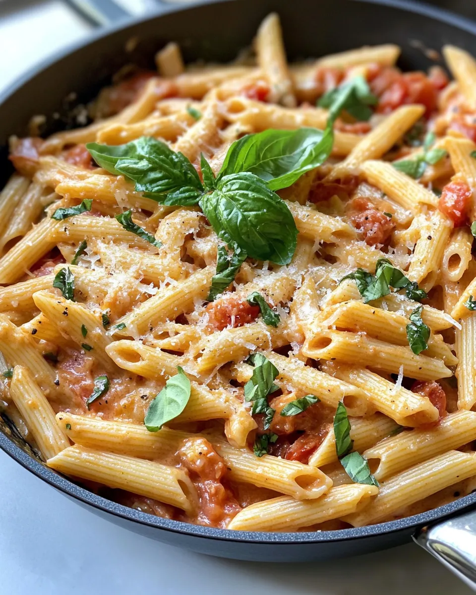 Homemade Creamy Tomato Basil Penne Skillet photo