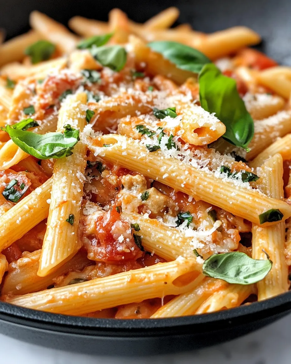 Easy Creamy Tomato Basil Penne Skillet recipe photo