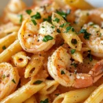 Homemade Creamy Tomato Basil Shrimp Penne recipe photo