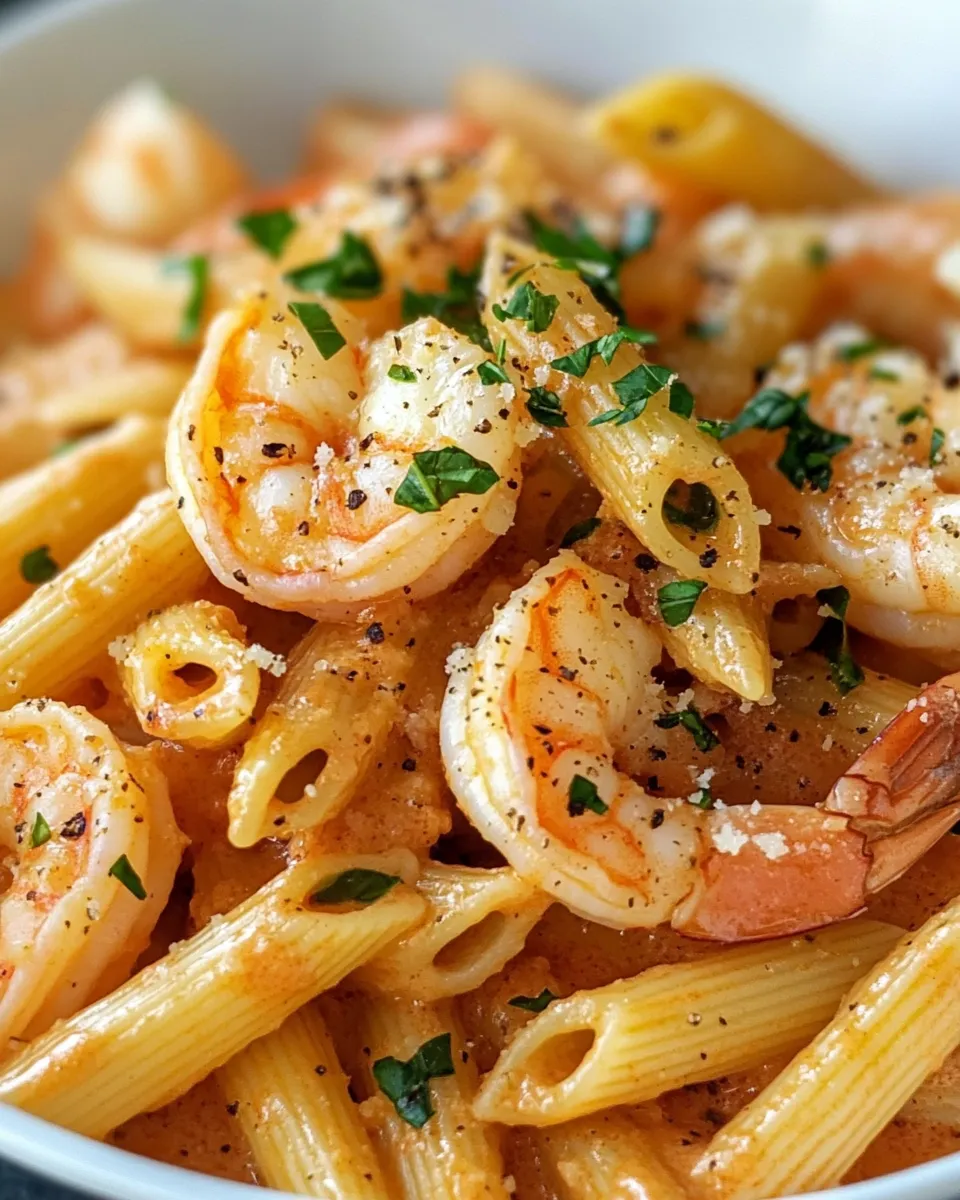 Homemade Creamy Tomato Basil Shrimp Penne recipe photo