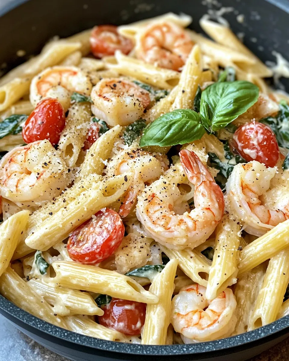Delicious Creamy Tuscan Shrimp Penne Pasta picture