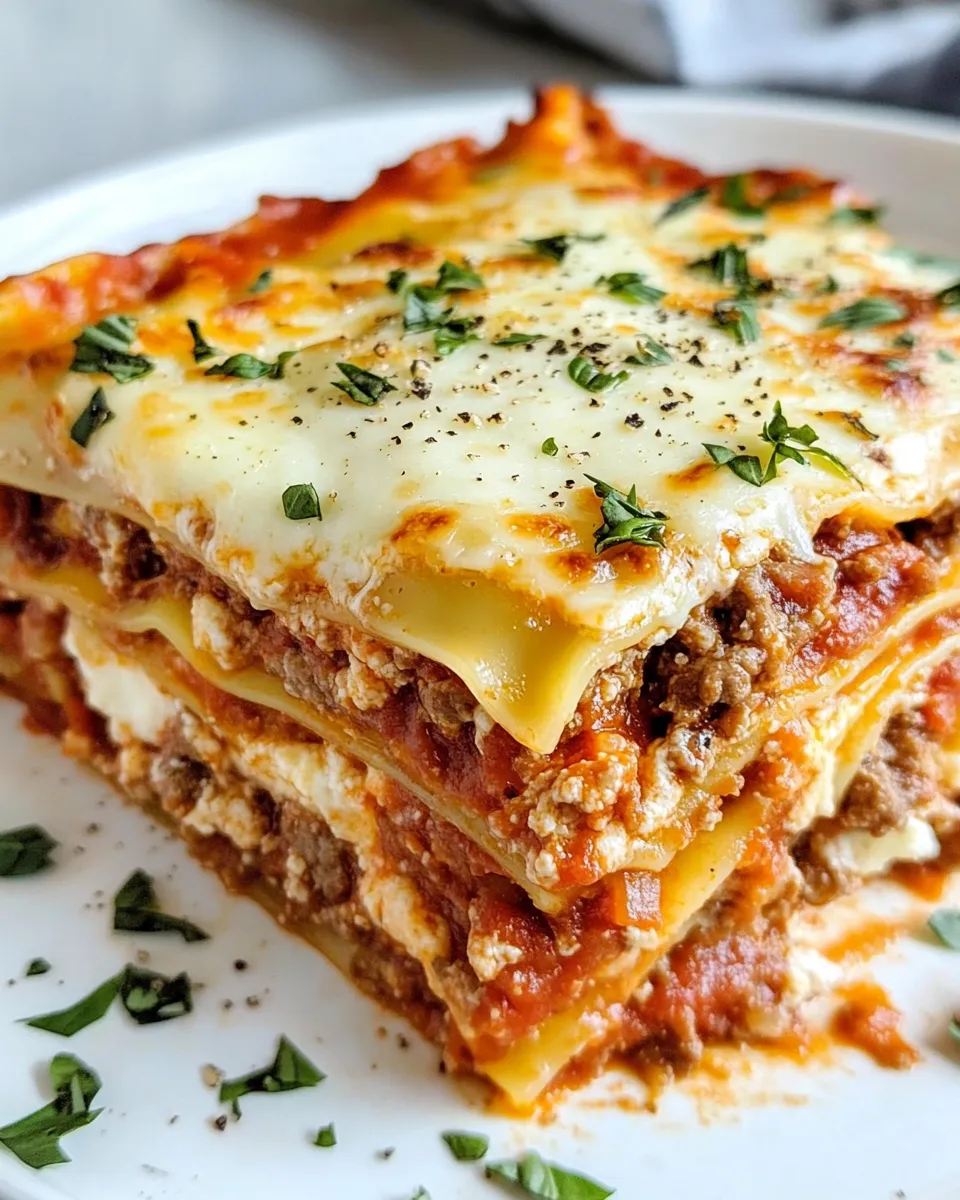Easy Deep Dish Lasagna food shot