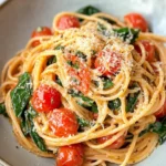 Homemade Delicious Spinach Tomato Pasta recipe photo