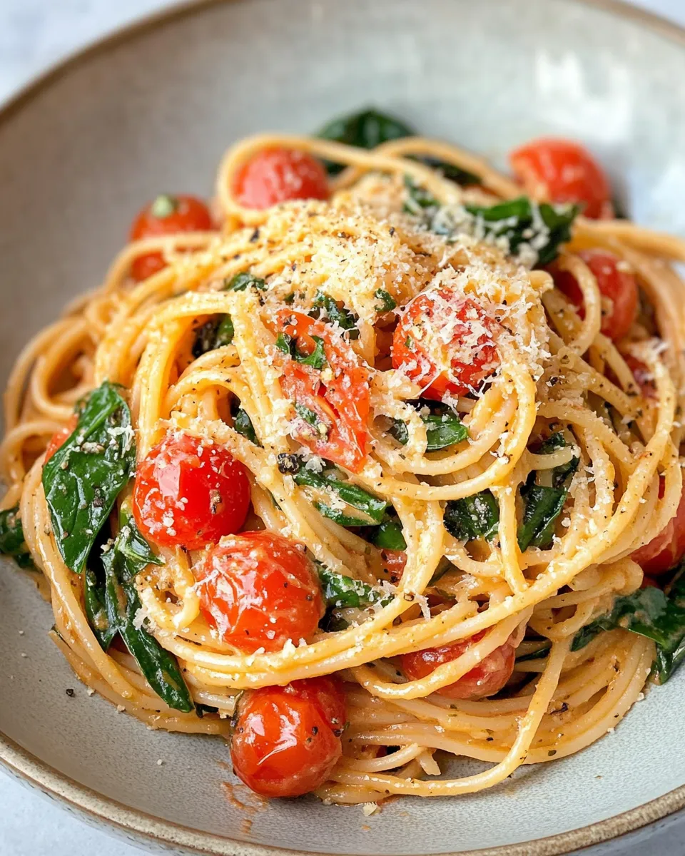 Homemade Delicious Spinach Tomato Pasta recipe photo