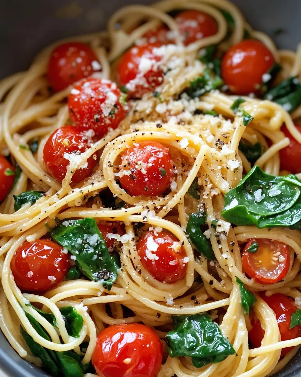 Tasty Delicious Spinach Tomato Pasta plate image