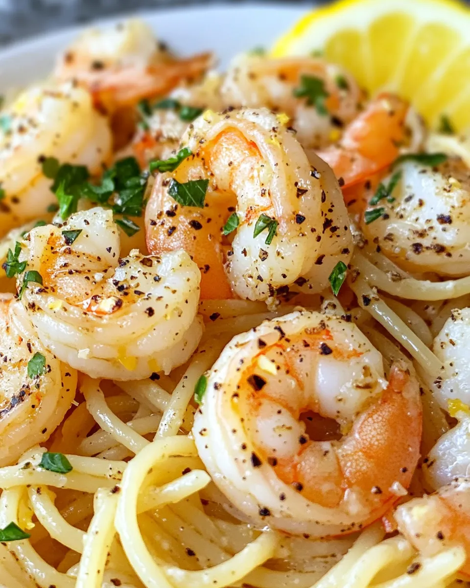 Quick Easy Lemon Butter Shrimp Pasta food shot