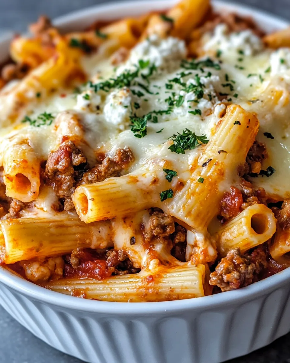 Classic Four Cheese Baked Ziti recipe image