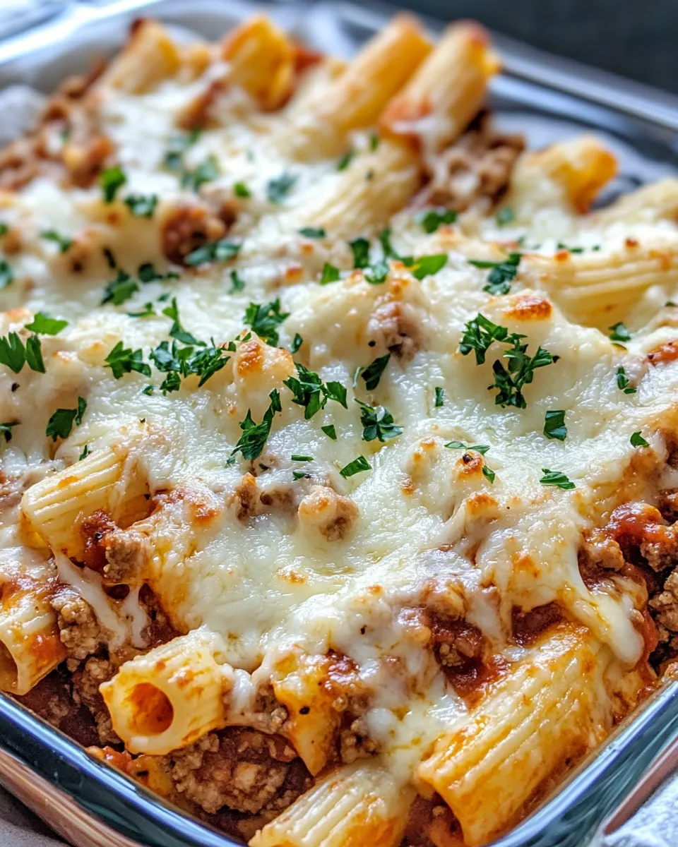 Easy Four Cheese Baked Ziti dish photo