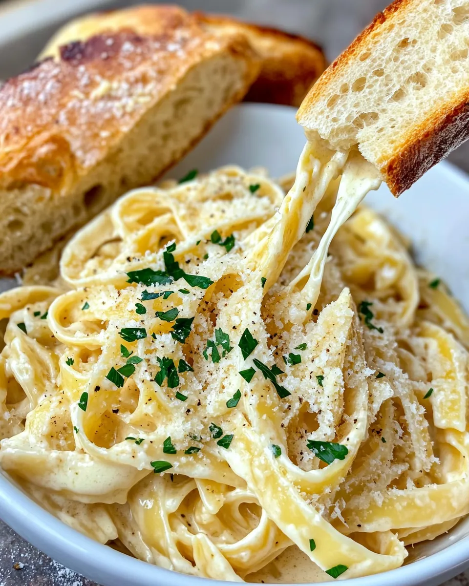 Classic Garlic Bread Alfredo Pasta dish photo