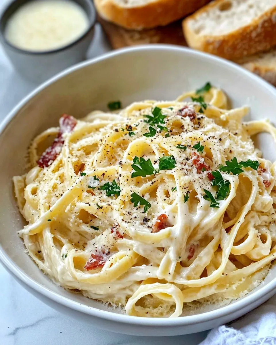 Delicious Garlic Bread Alfredo Pasta plate image