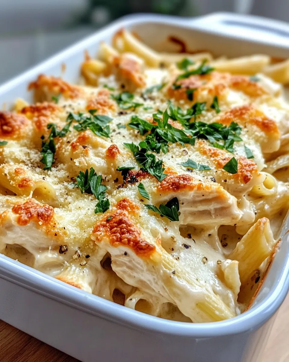 Classic Garlic Parmesan Chicken Alfredo Bake image