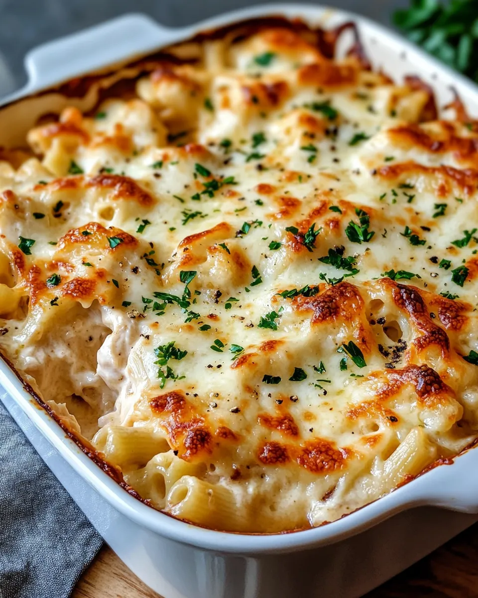 Delicious Garlic Parmesan Chicken Alfredo Bake dish photo