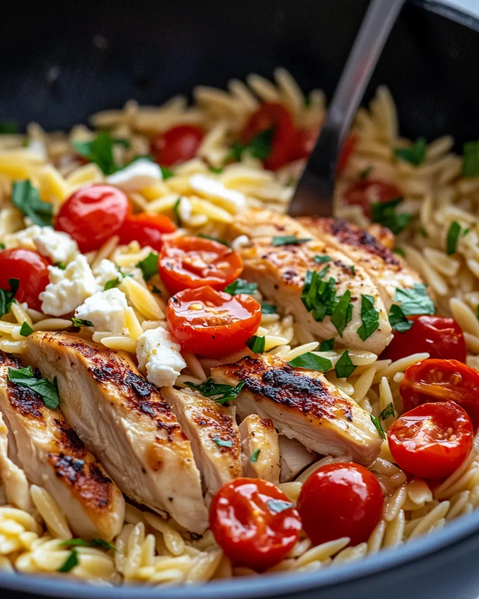 Easy Greek Lemon Chicken Orzo Pasta food shot