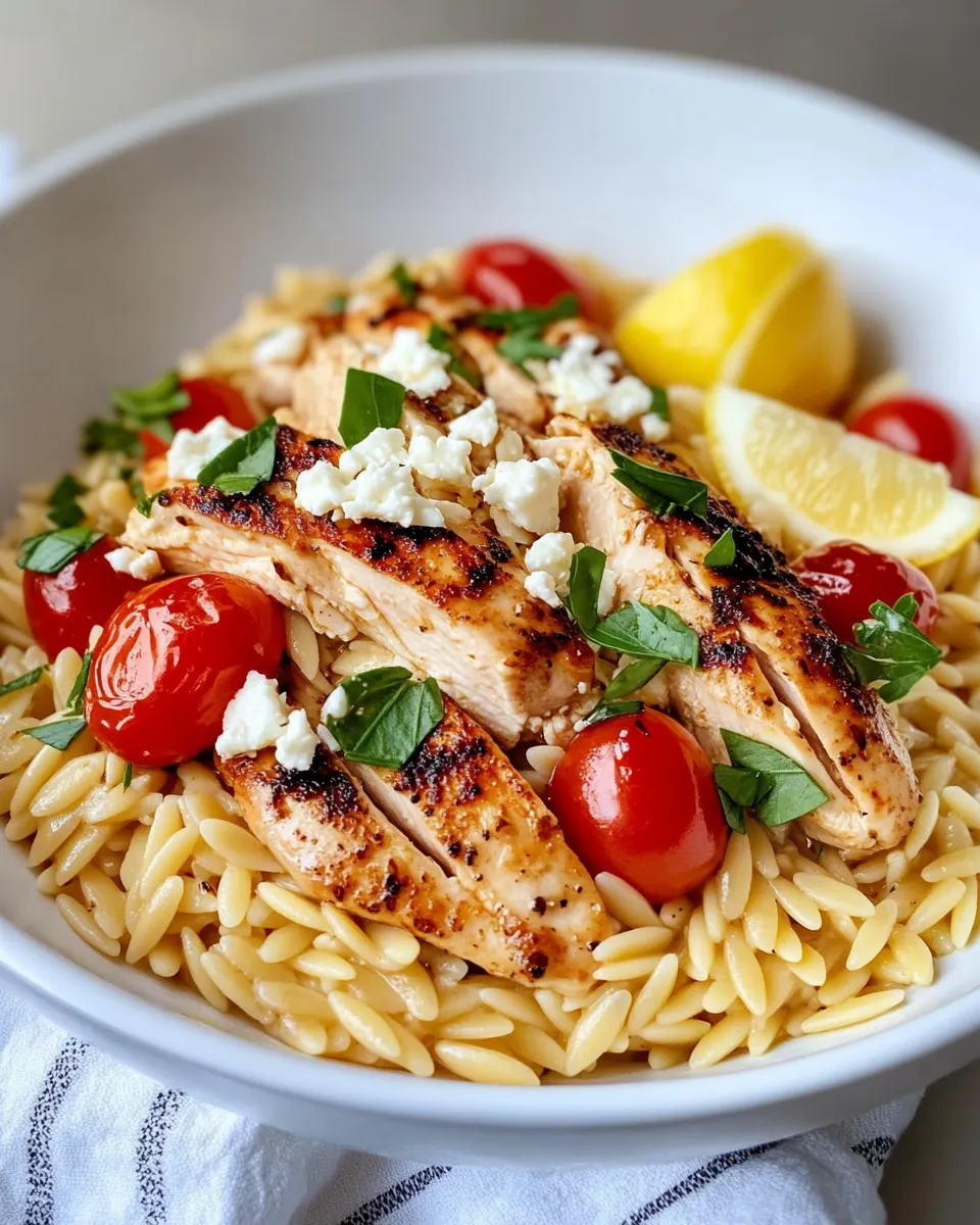 Delicious Greek Lemon Chicken Orzo Pasta plate image