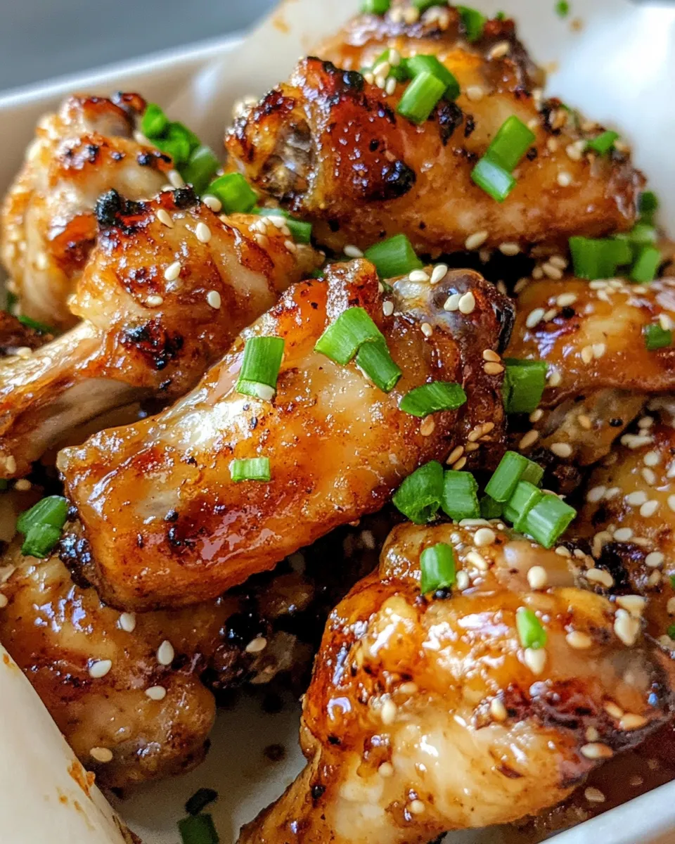 Delicious Honey Garlic Chicken Wings food shot
