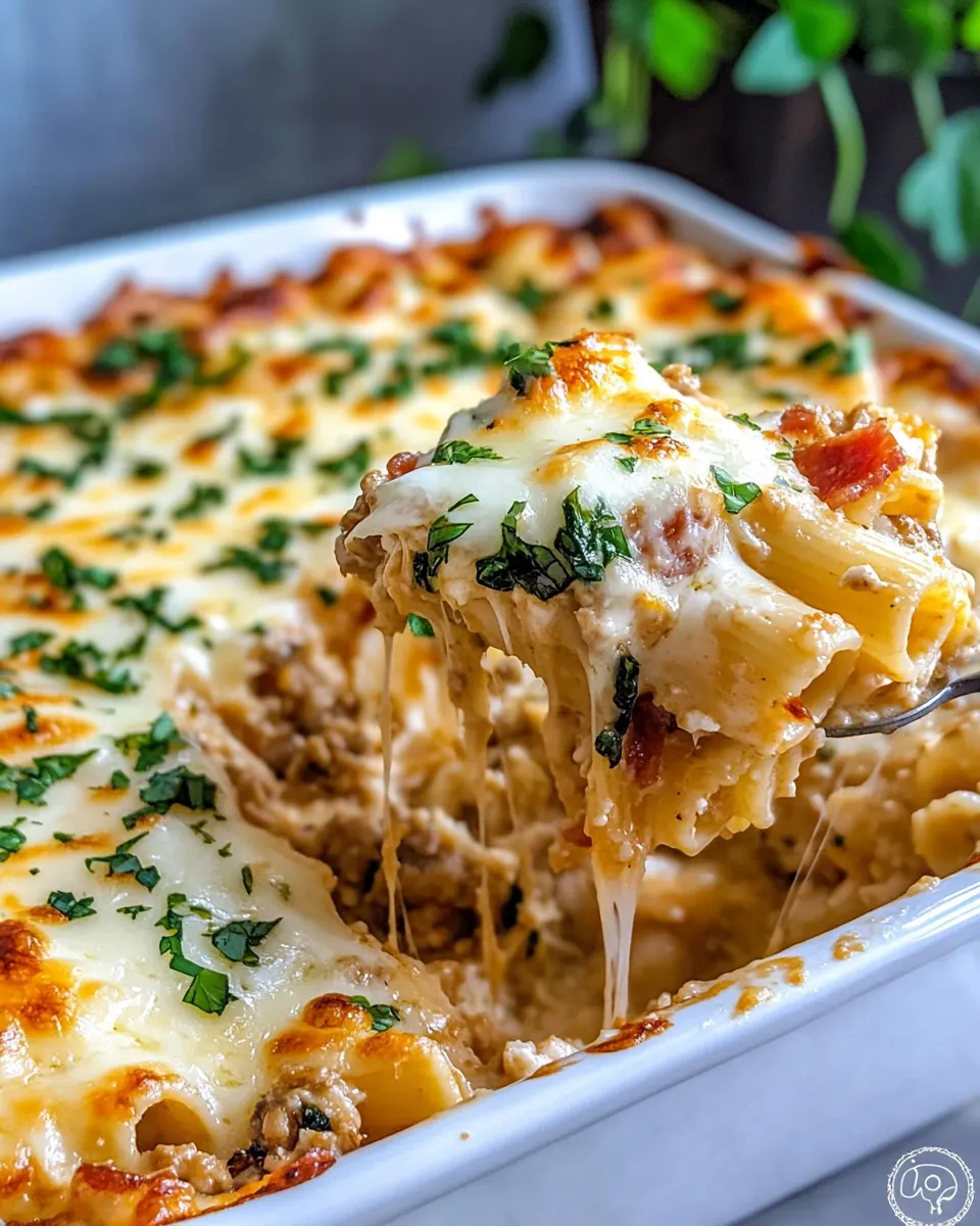 Easy Italian Wedding Soup Pasta Bake food shot