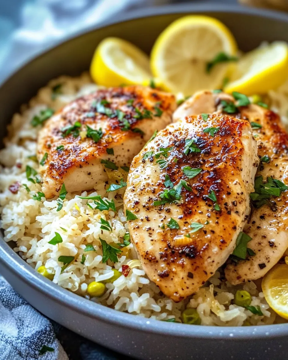 Classic Lemon Garlic Chicken Rice Crockpot dish photo