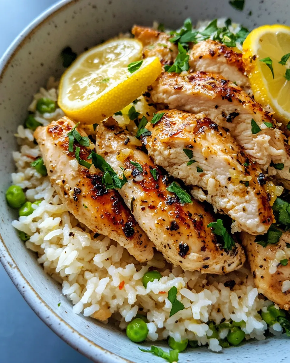 Delicious Lemon Garlic Chicken Rice Crockpot image