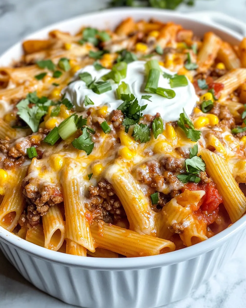 Classic Loaded Taco Pasta Bake dish photo
